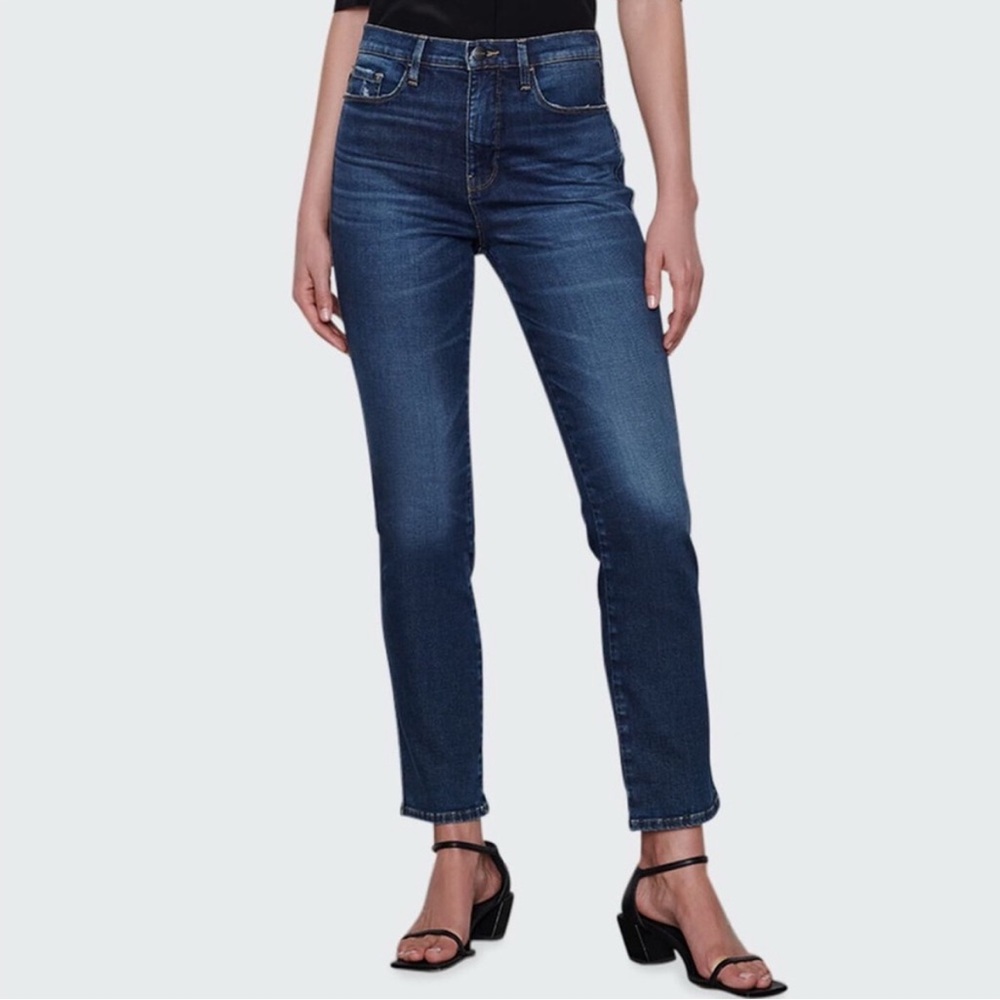 Frame Le Sylvie Slender Straight Jeans Medium Wash Blue Freedman